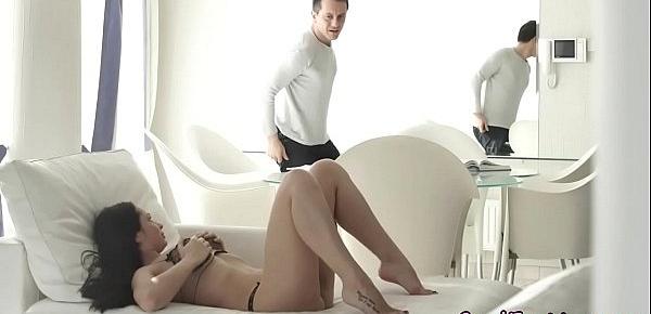 Busty babe blowing lovers cock ass to mouth